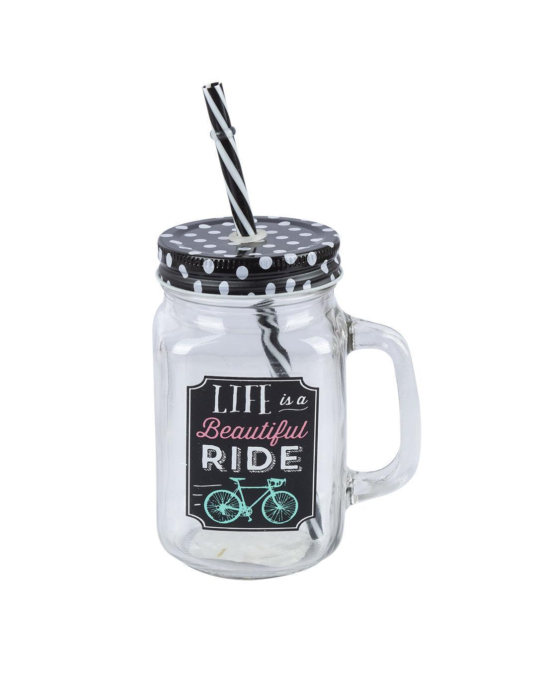 Mason Mug With Straw Set Of 2 (Each 450 Ml) - MARKET 99