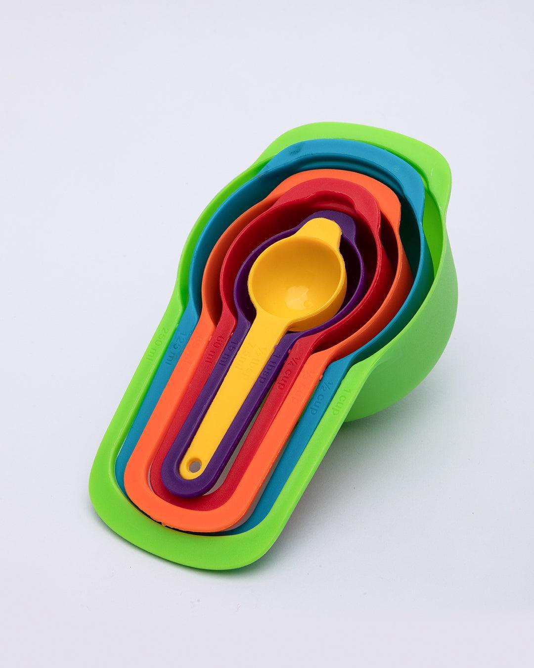 Measuring Spoon, with Funnel Set, for Kitchen, Multicolour, Plastic, Set of 3 Funnels, Set of 6 Spoons - MARKET 99