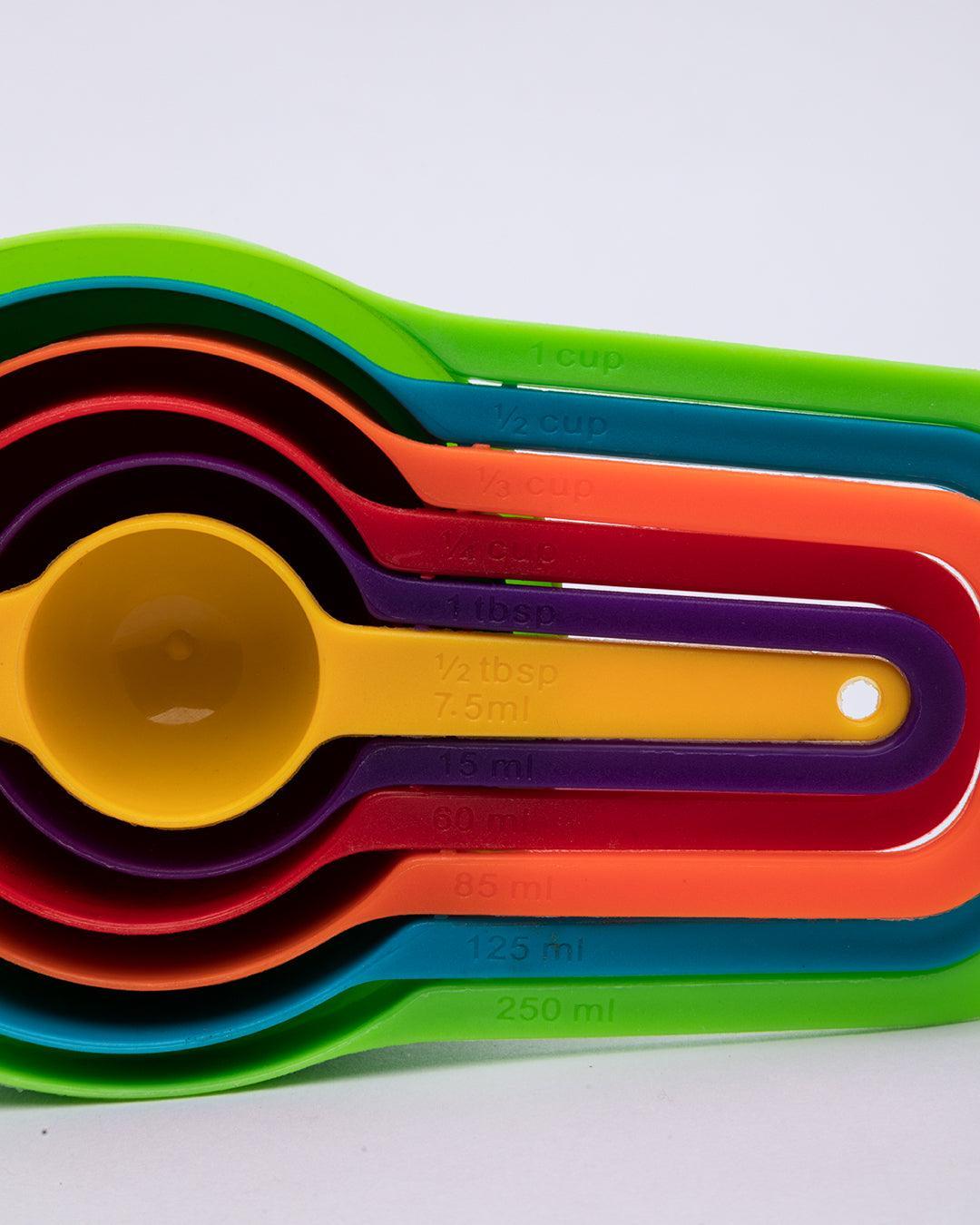 Measuring Spoon, with Funnel Set, for Kitchen, Multicolour, Plastic, Set of 3 Funnels, Set of 6 Spoons - MARKET 99