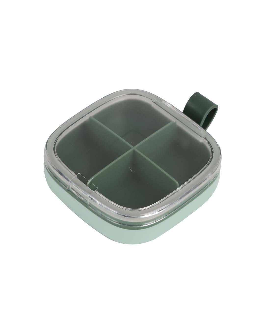 Medicine Box with 4 Sections, Olive Green, Plastic - MARKET 99