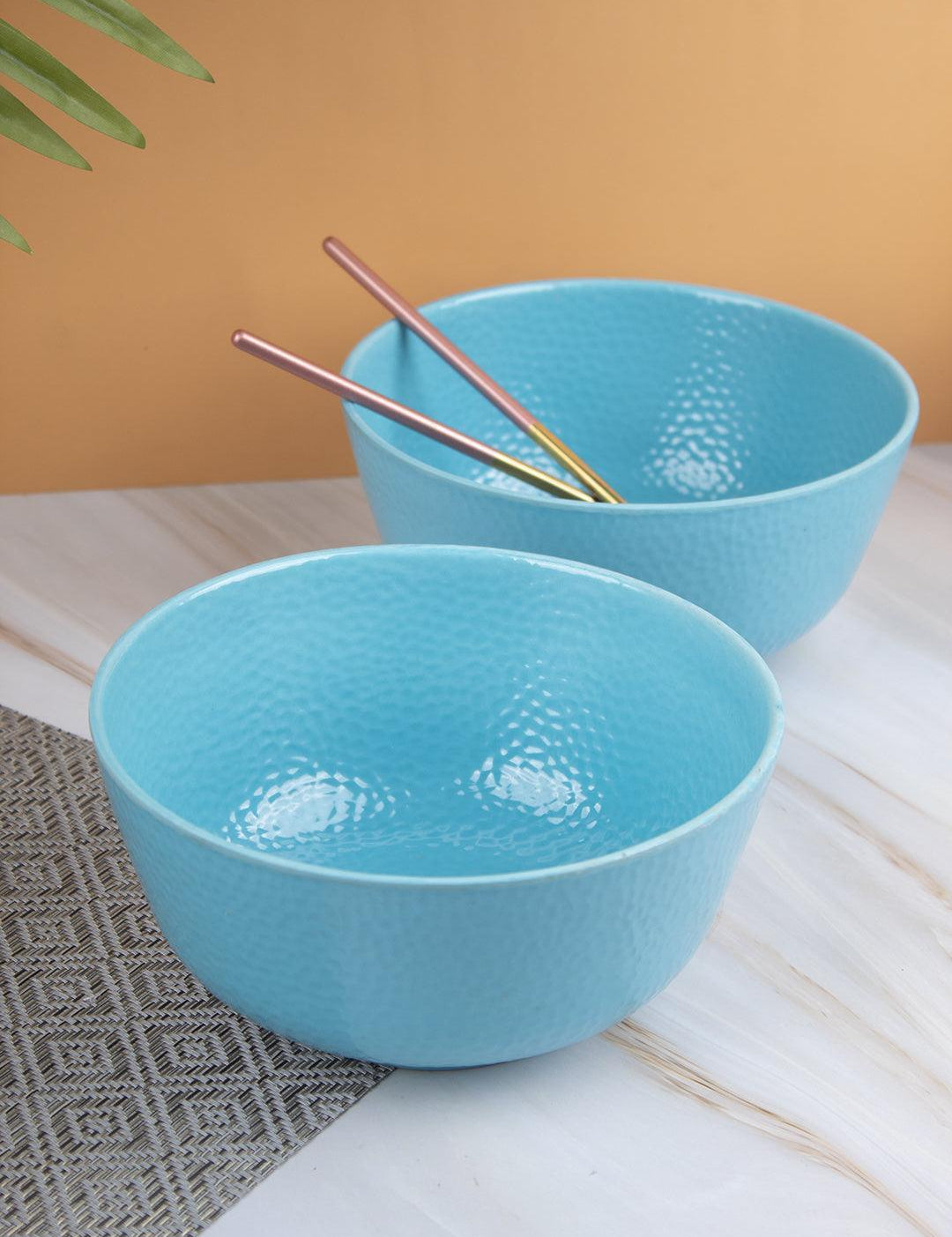 Melamine Turquoise Round Serving Bowl (Set of 2) - MARKET 99