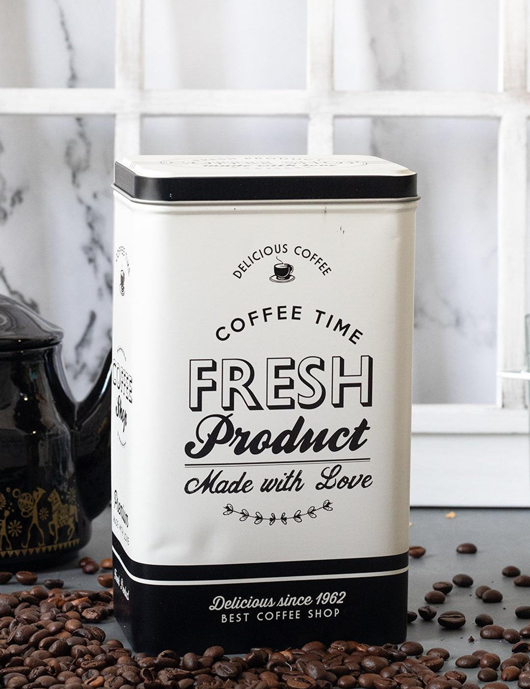 Metal Coffee Jar - Off White, 1700Ml - MARKET 99
