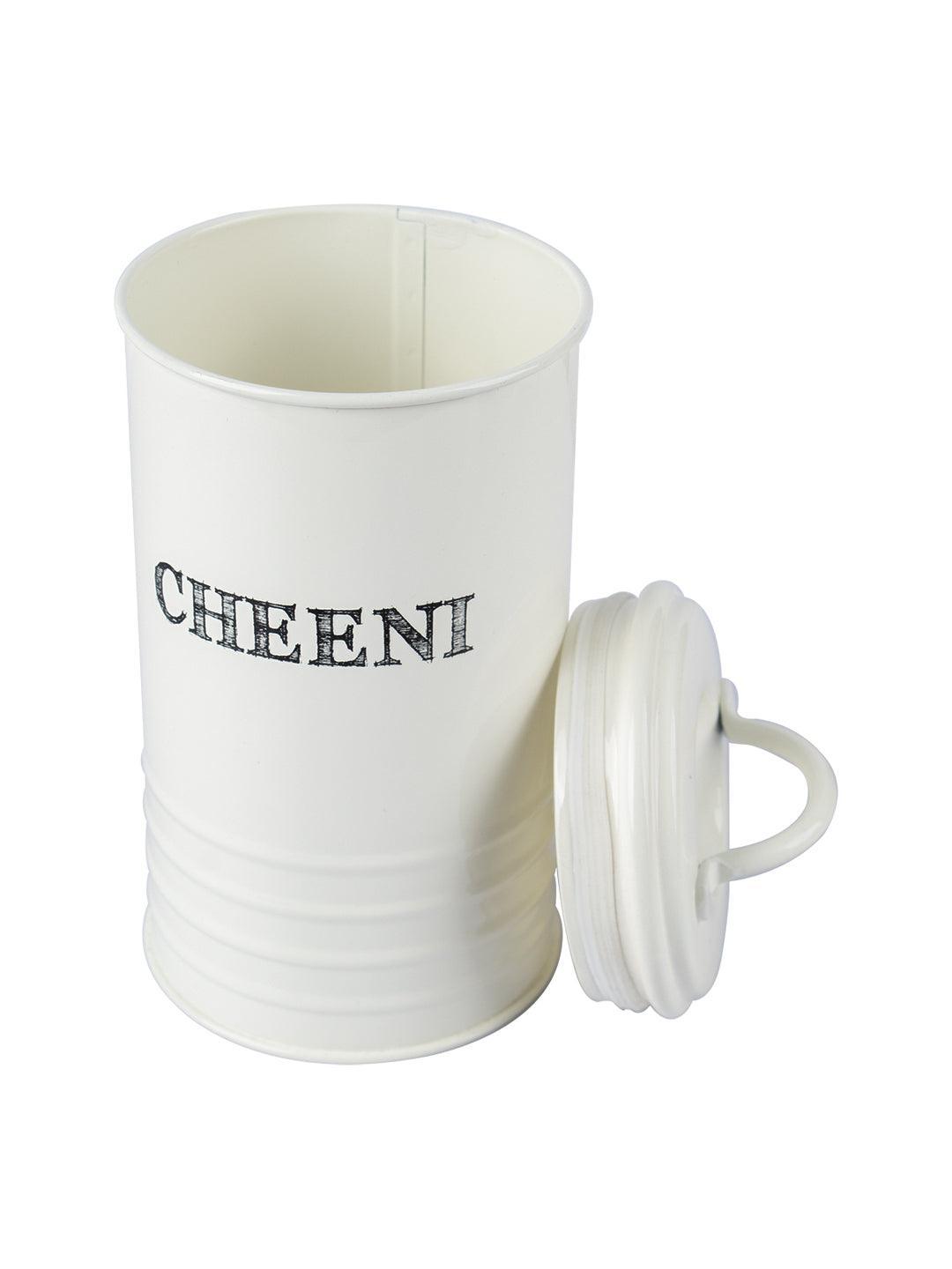 Mild Steel White Cylindrical Chini Jar (1200ML) - MARKET 99