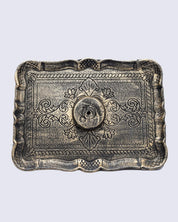 Mirror with Jewellery Holder, Chrome Finish, Dressing Table, Ring Dish, Brown, MDF - MARKET 99