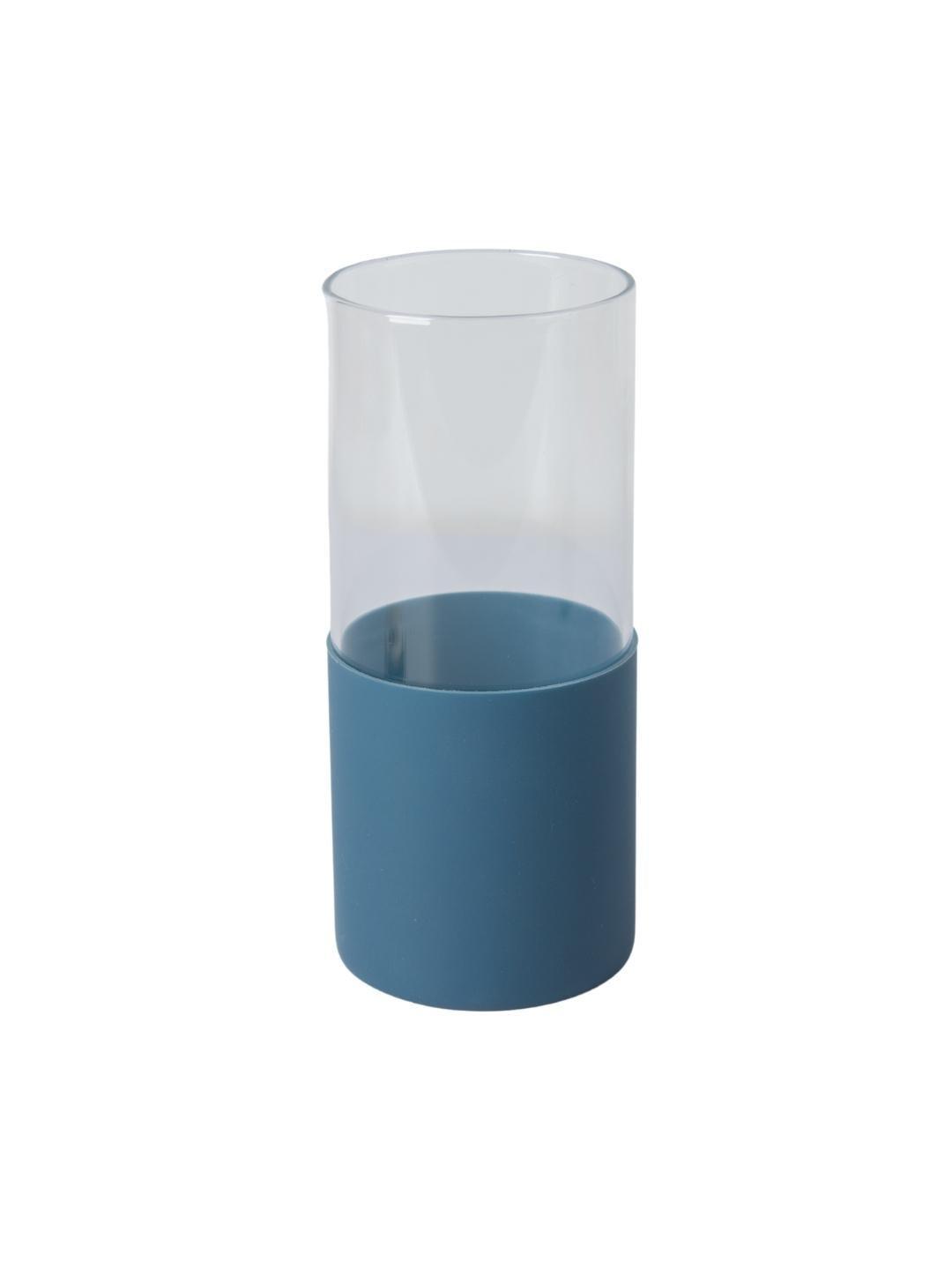 Navy Blue Borosilicate Glass Sipper With Straw - 350 Ml