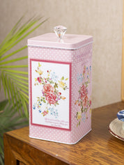 Pink Floral Print Kitchen Storage Tin Box - MARKET 99