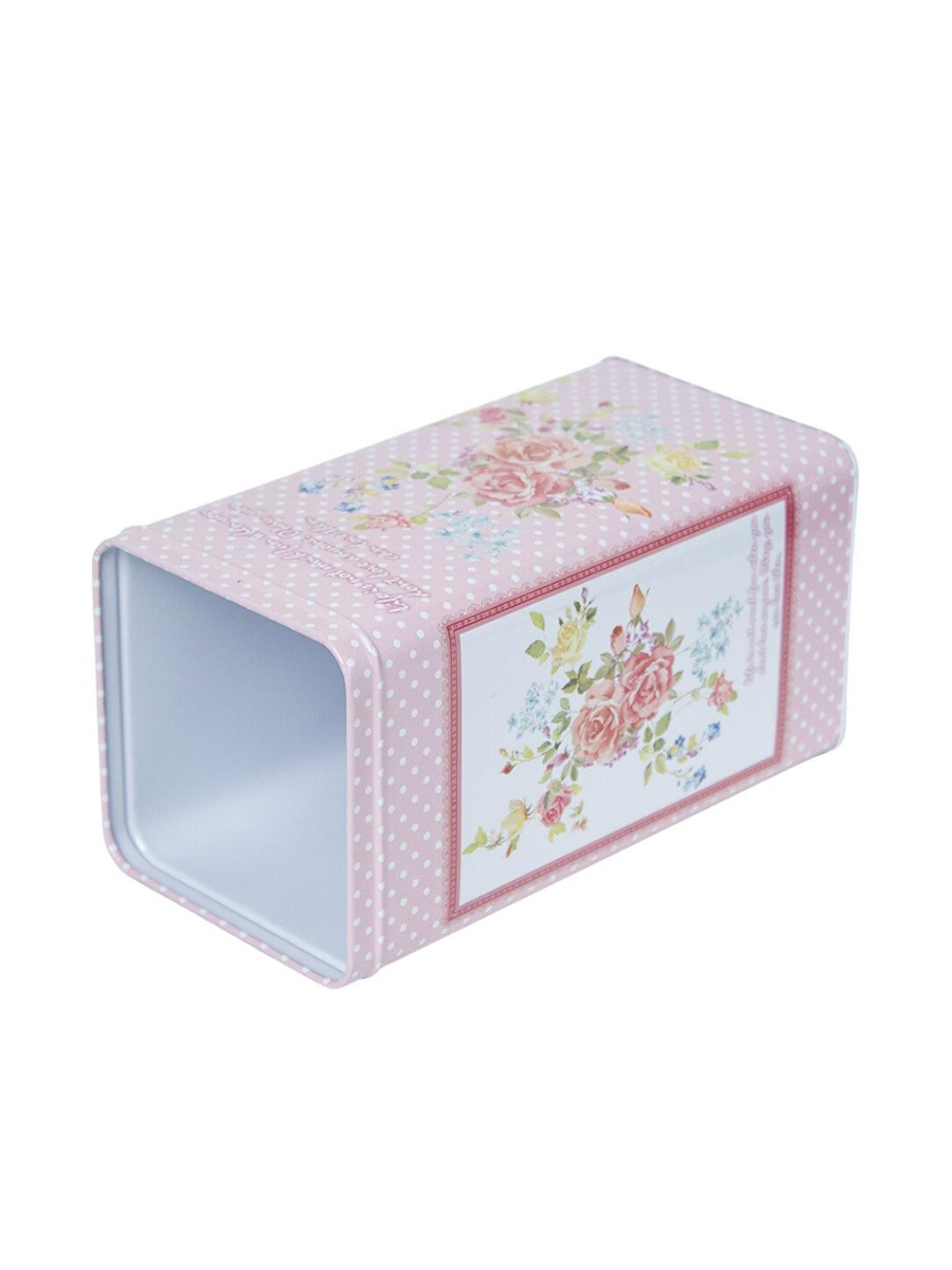Pink Floral Print Kitchen Storage Tin Box - MARKET 99