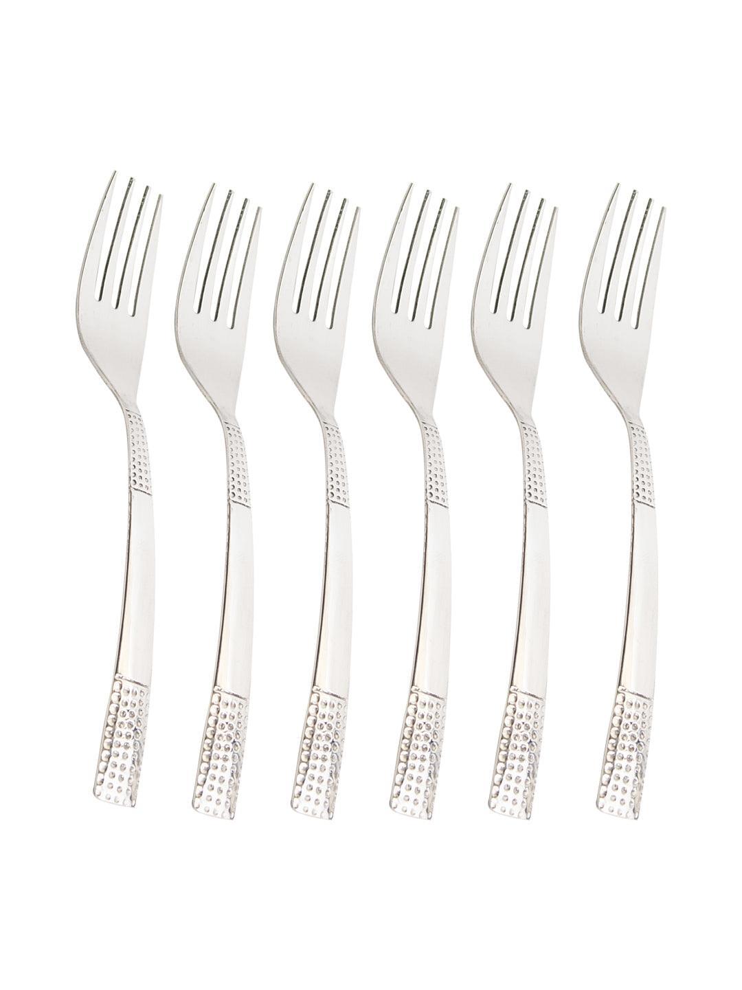 Pinti Dot Steel Tableware Cutlery Set Of 18 Pcs With Stand in Silver Colour - MARKET 99