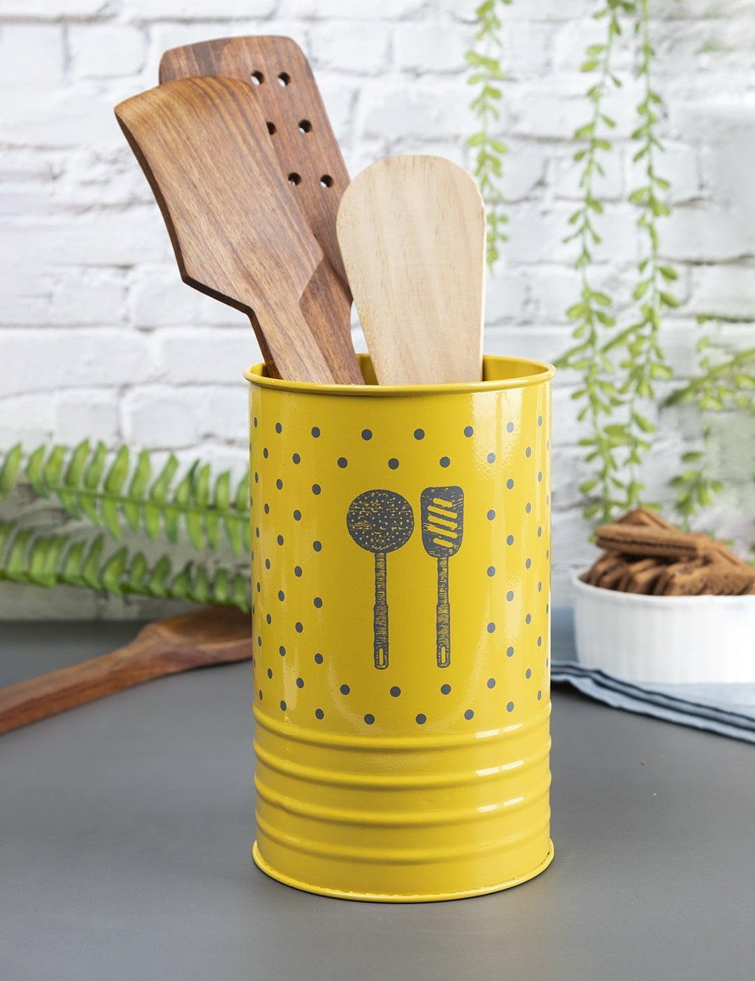Yellow Ladle Holder with Polka Dot
