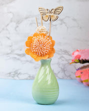 Reed Diffuser Set, Jasmine Fragrance Pot & Reed Stick, Lime Green, Ceramic, 30 mL - MARKET 99