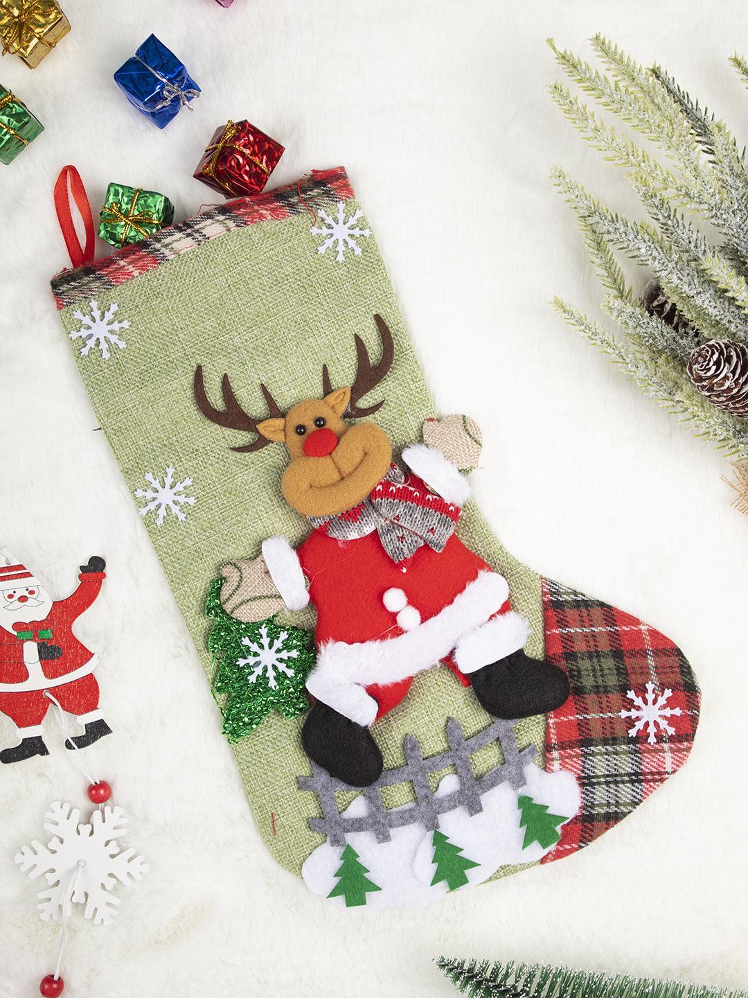 Green Santa Stocking  Needlepoint christmas stockings, Christmas