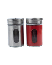 Salt & Pepper Shaker, Red & Silver, Stainless Steel, Set of 2 - MARKET 99