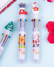 Santa Claus Bobble Head Ball Pens (Assorted Colour, Set Of 3) - MARKET 99