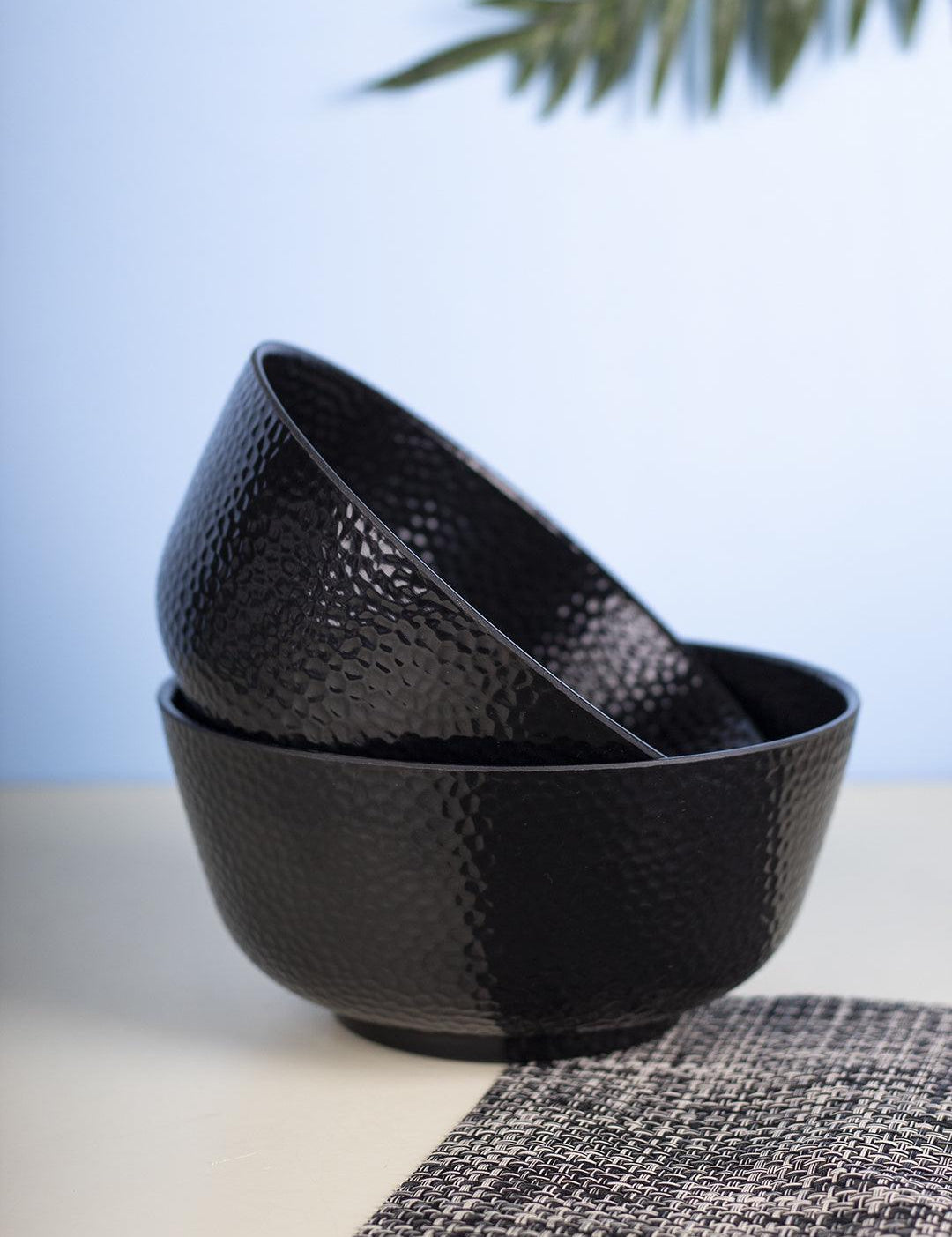 Serving Bowls, Mixing Bowl, Black, Hammered, Melamine, Set of 2 - MARKET 99