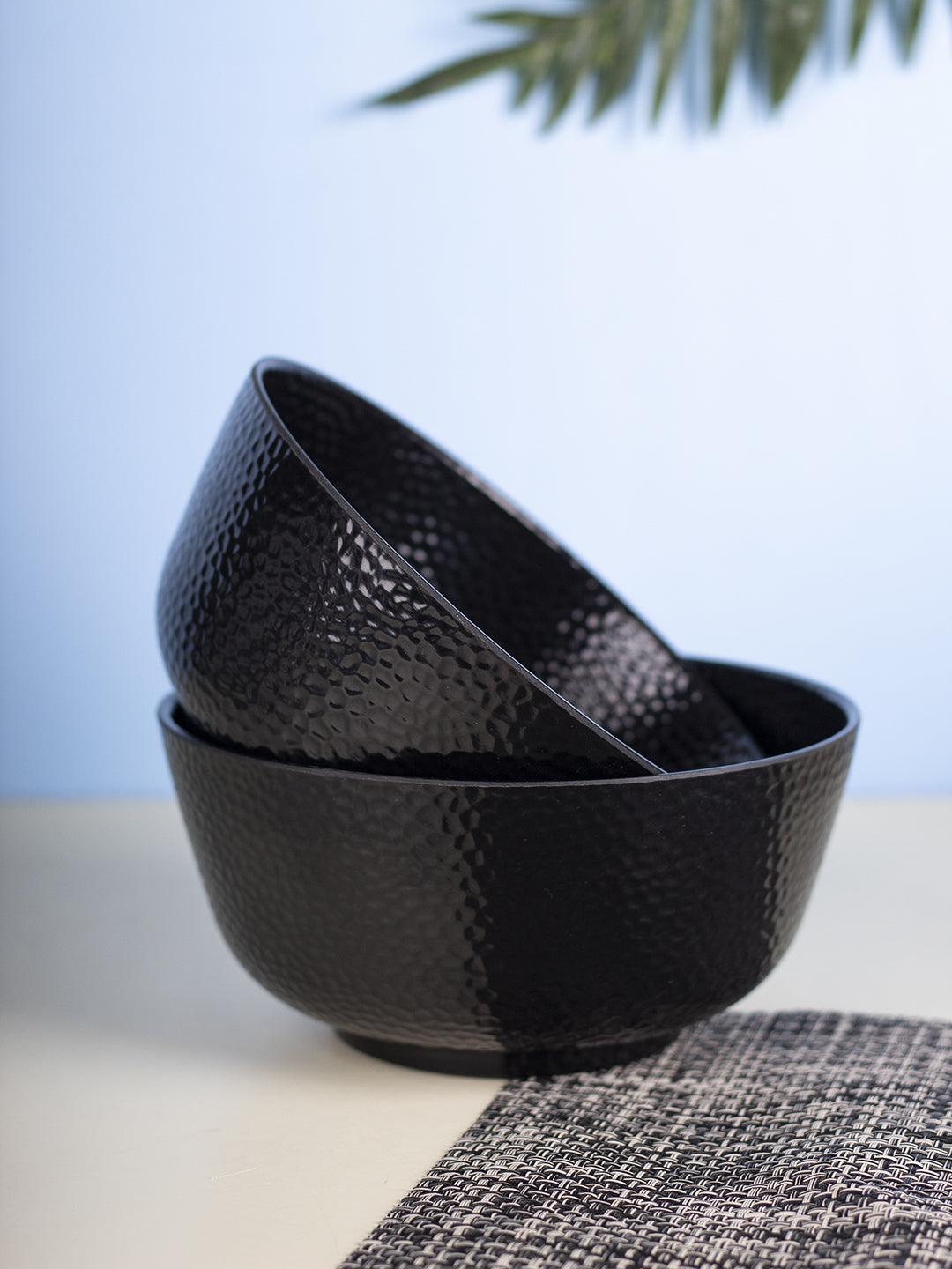 Serving Bowls, Mixing Bowl, Black, Hammered, Melamine, Set of 2 - MARKET 99