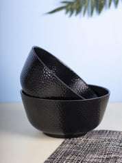 Serving Bowls, Mixing Bowl, Black, Hammered, Melamine, Set of 2 - MARKET 99