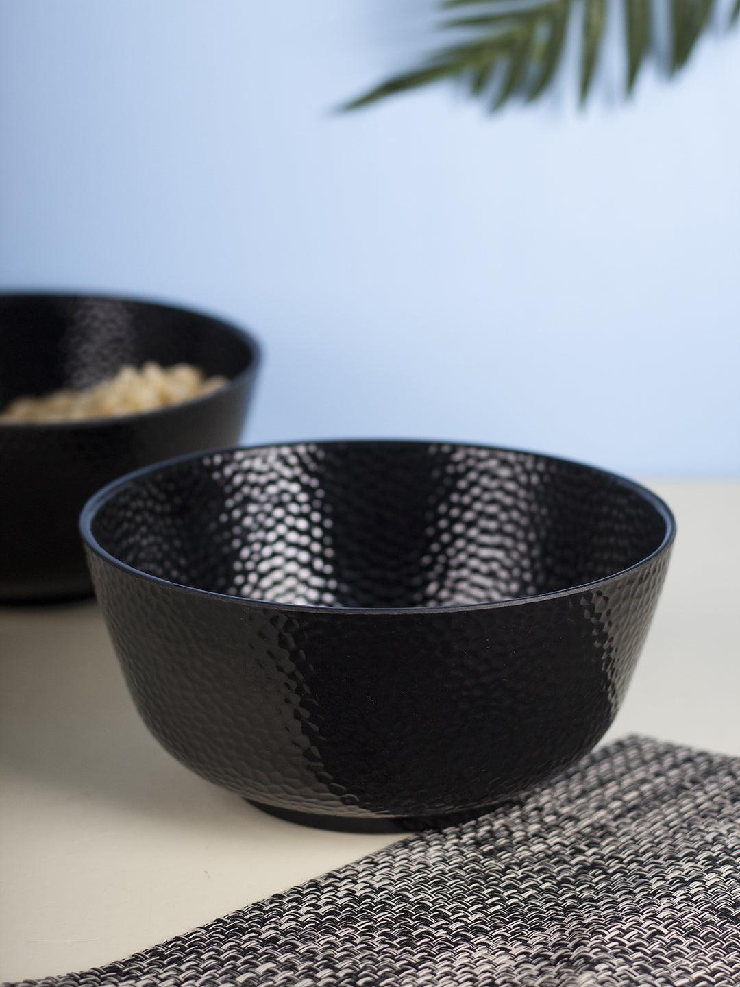Serving Bowls, Mixing Bowl, Black, Hammered, Melamine, Set of 2 - MARKET 99