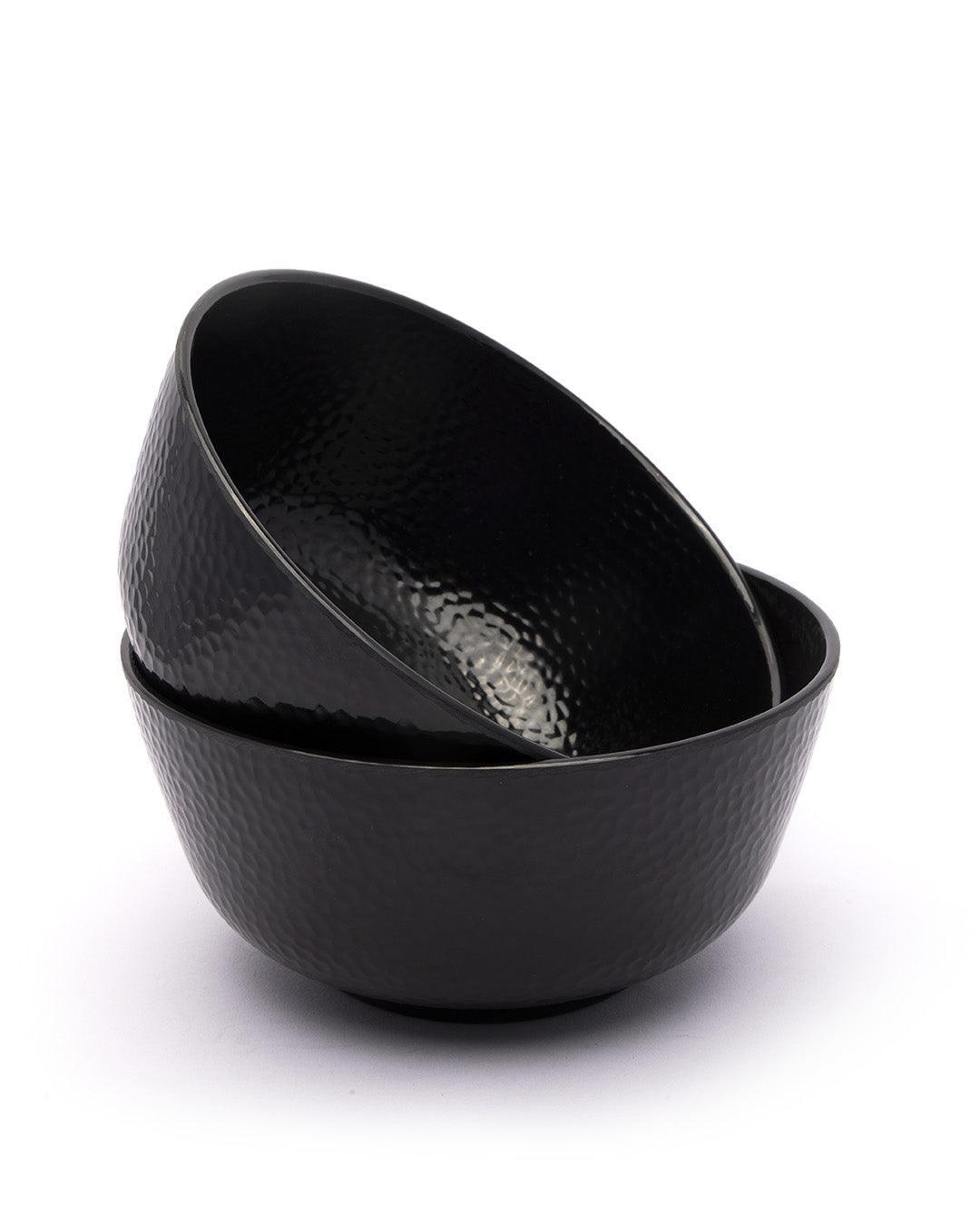 Serving Bowls, Mixing Bowl, Black, Hammered, Melamine, Set of 2 - MARKET 99