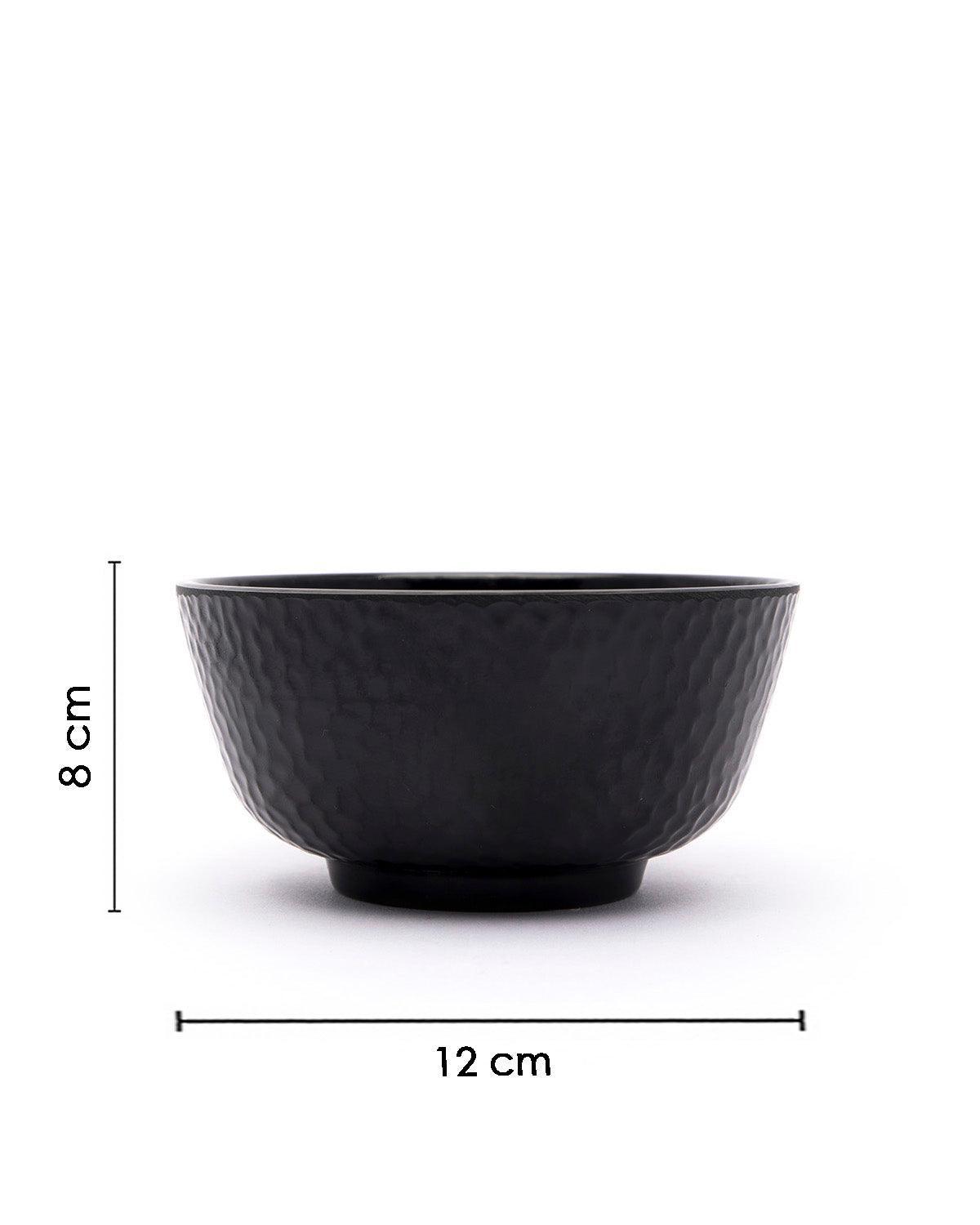 Soup Bowl, Hammered, Melamine, Black, Set of 6 - MARKET 99
