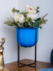 Stylish Blue Plant Pot With Stand - MARKET 99