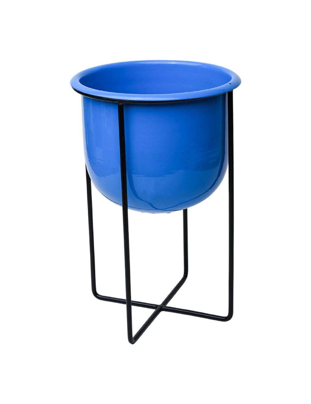 Stylish Blue Plant Pot With Stand - MARKET 99