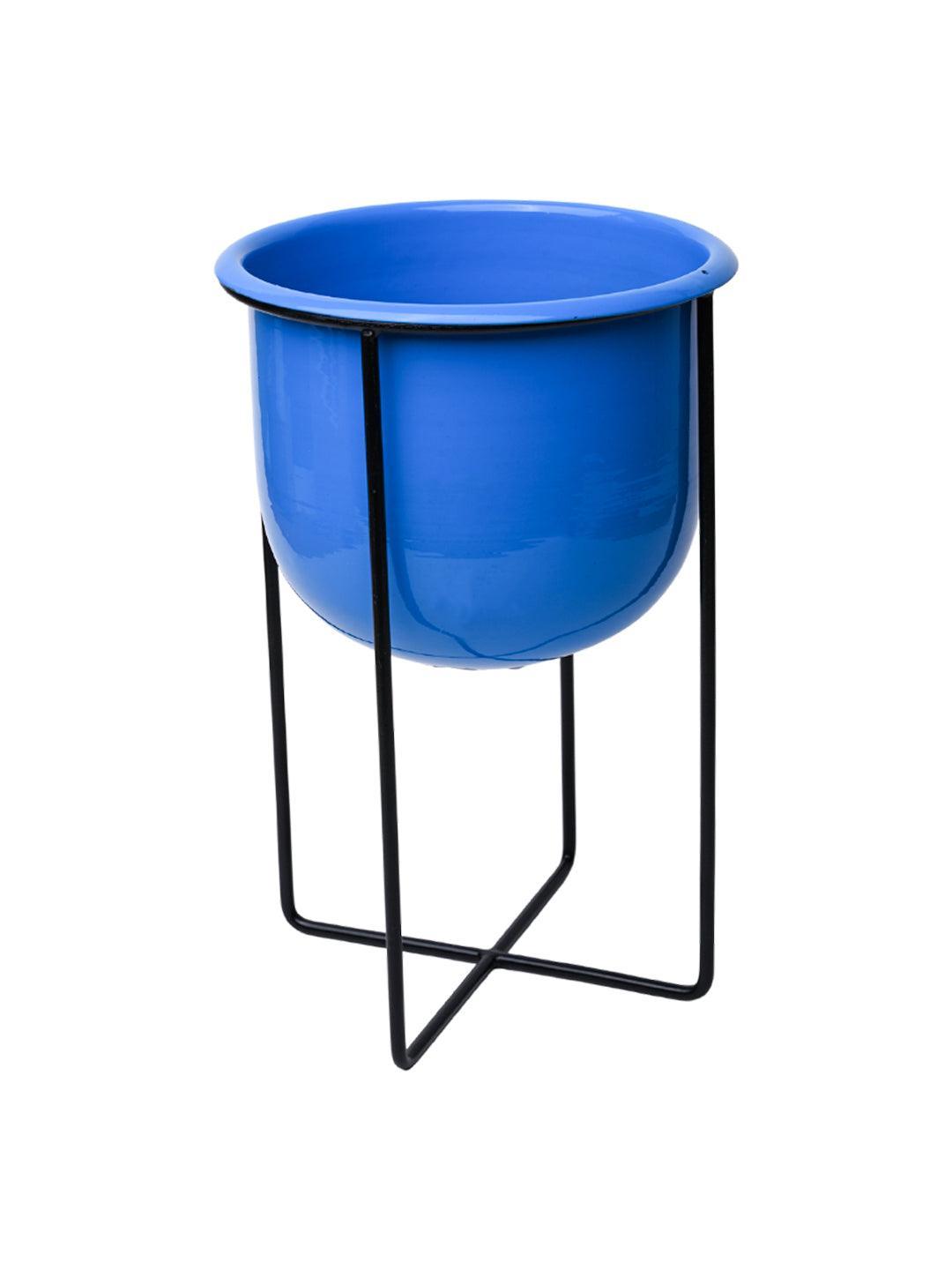 Stylish Blue Plant Pot With Stand - MARKET 99