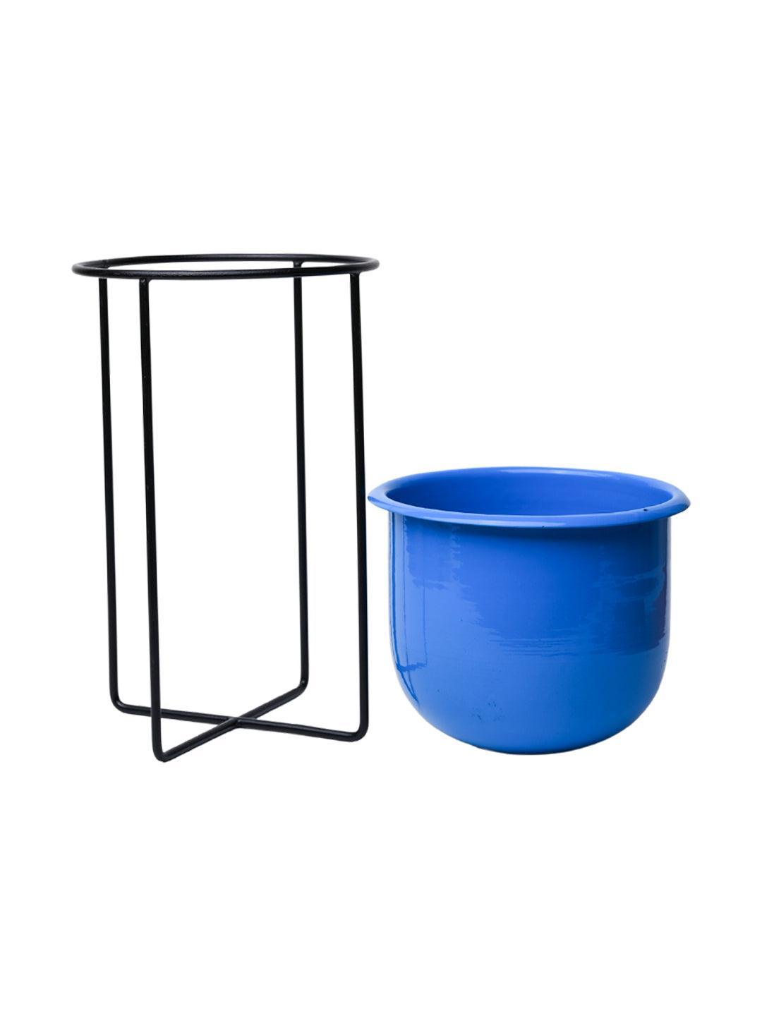 Stylish Blue Plant Pot With Stand - MARKET 99