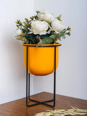 Stylish Yellow Plant Pot With Stand - MARKET 99