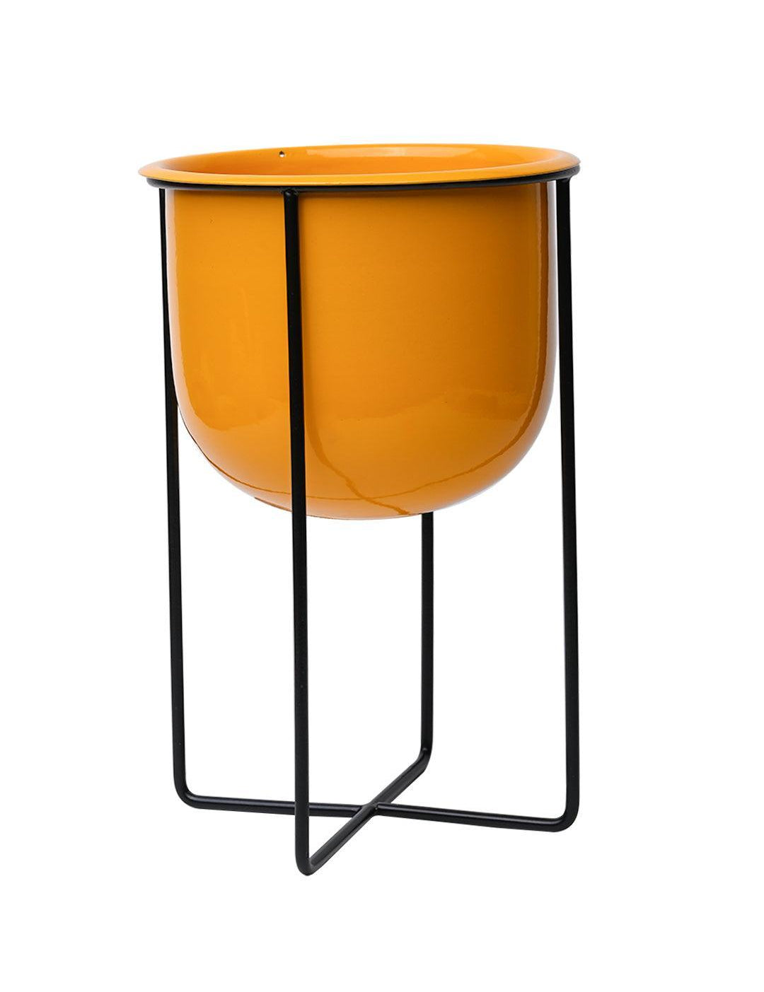 Stylish Yellow Plant Pot With Stand - MARKET 99
