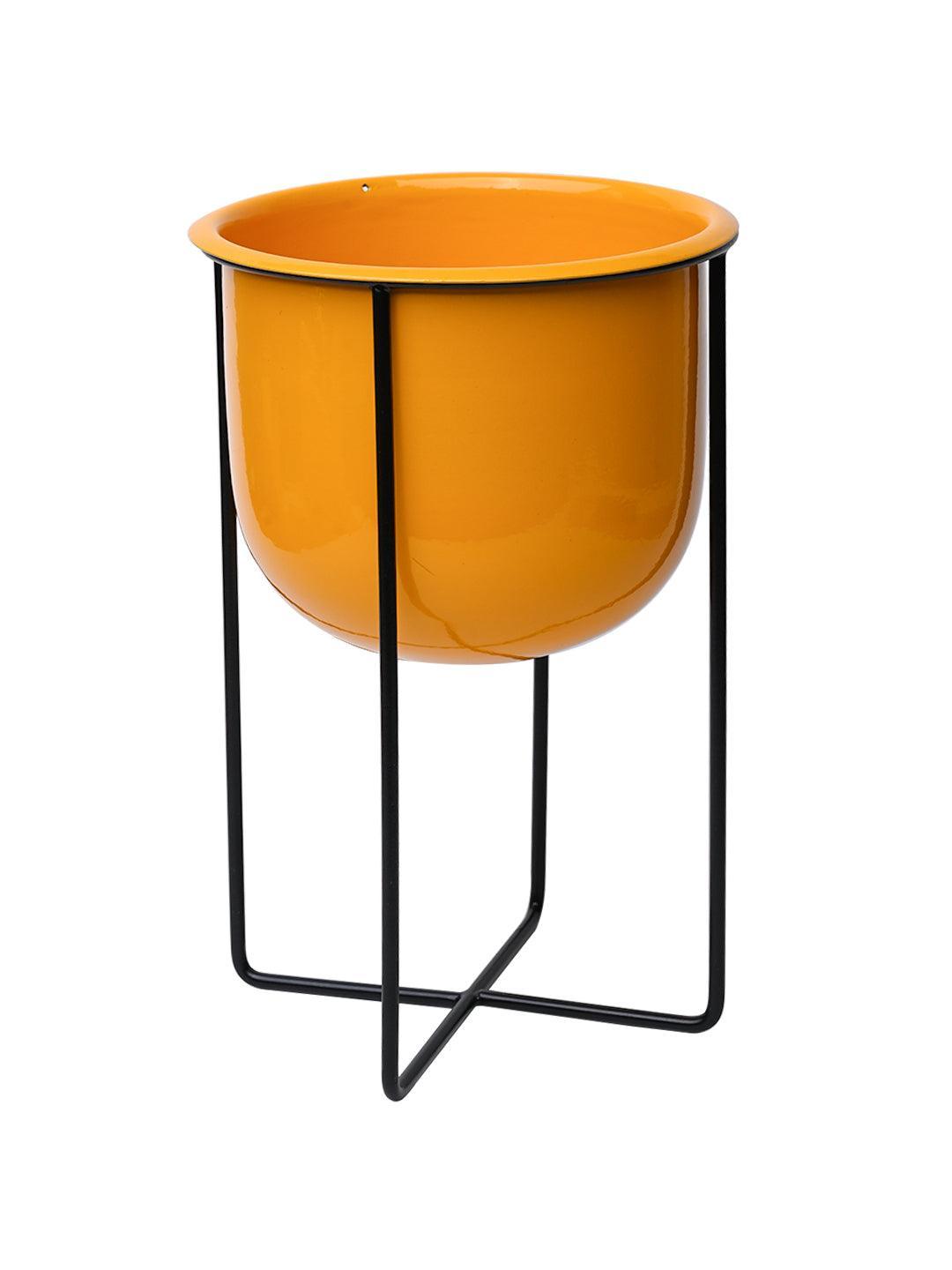 Stylish Yellow Plant Pot With Stand - MARKET 99