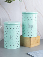 Tea & Sugar Jar - Set Of 2 (Green, Each 900 mL) - MARKET 99