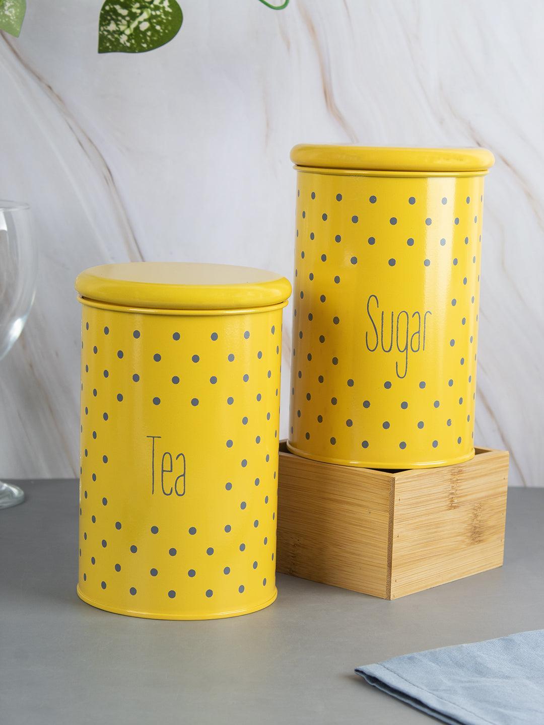 Market 99 Tea Sugar Jar Set Yellow Cylindrical Jars Kitchen