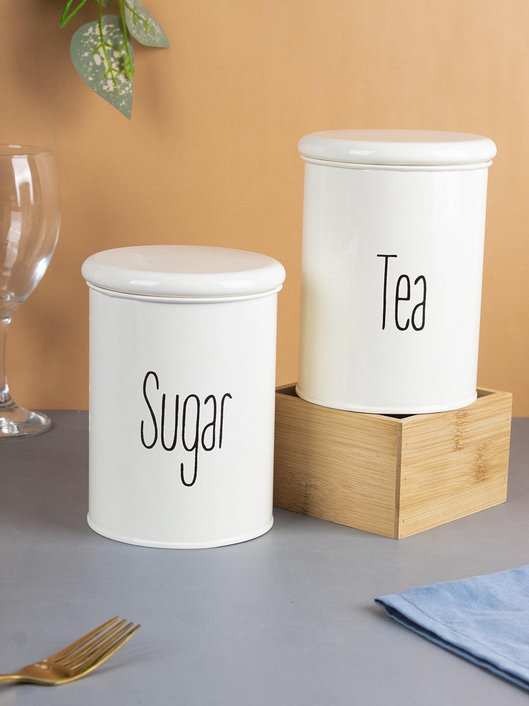 Tea Sugar Jar Set Of (Each 900 Ml) Airtight Jars Metal