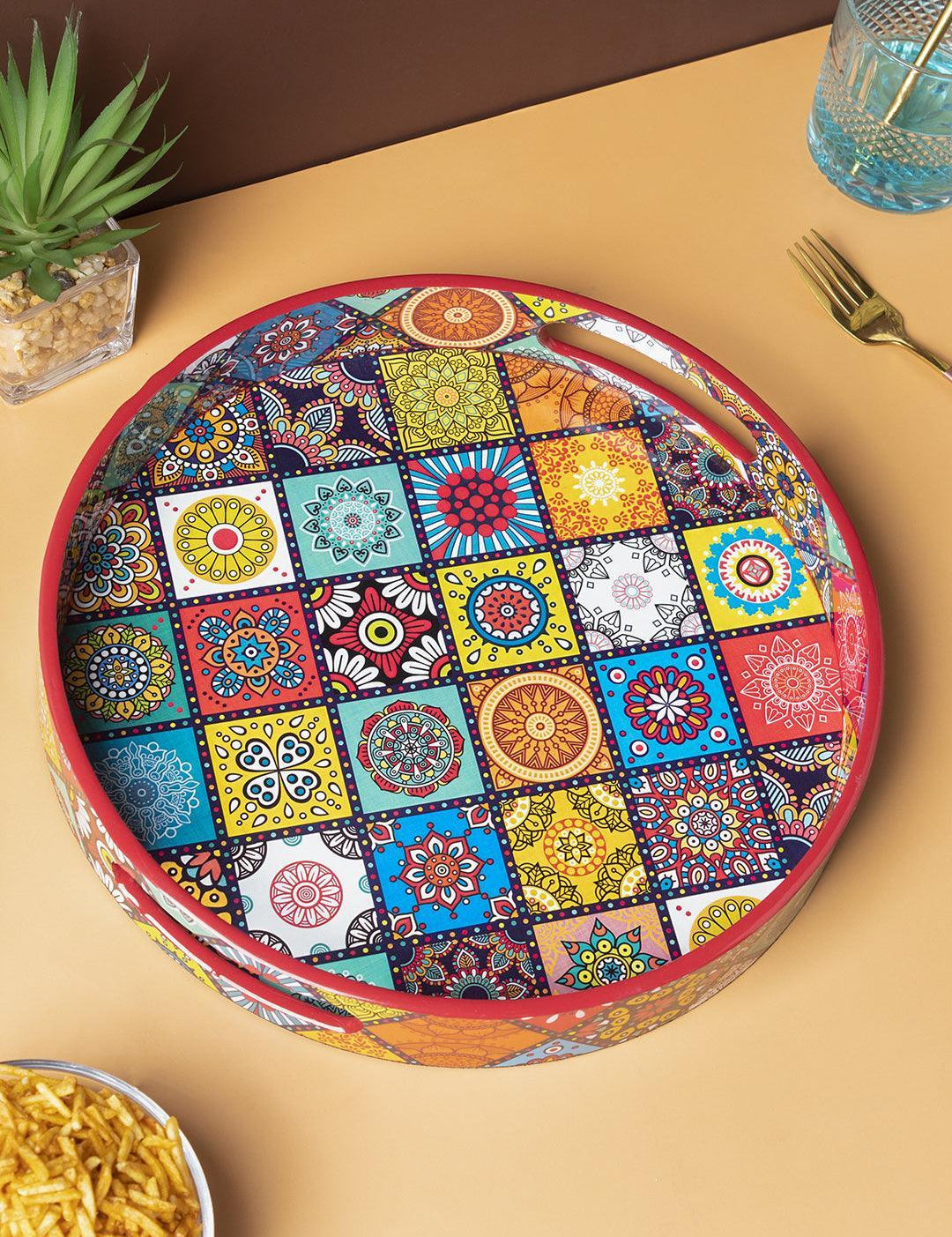 Traditional Round Multi Style Tray with Handle