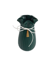 Vase with Tassel, Floral Mouth, Deep Sea Green, Ceramic - MARKET 99
