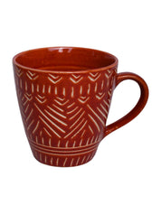 VON CASA Ceramic Coffee Mug - 320 Ml, Red & Engrabed - MARKET 99