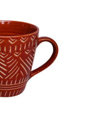 VON CASA Ceramic Coffee Mug - 320 Ml, Red & Engrabed - MARKET 99
