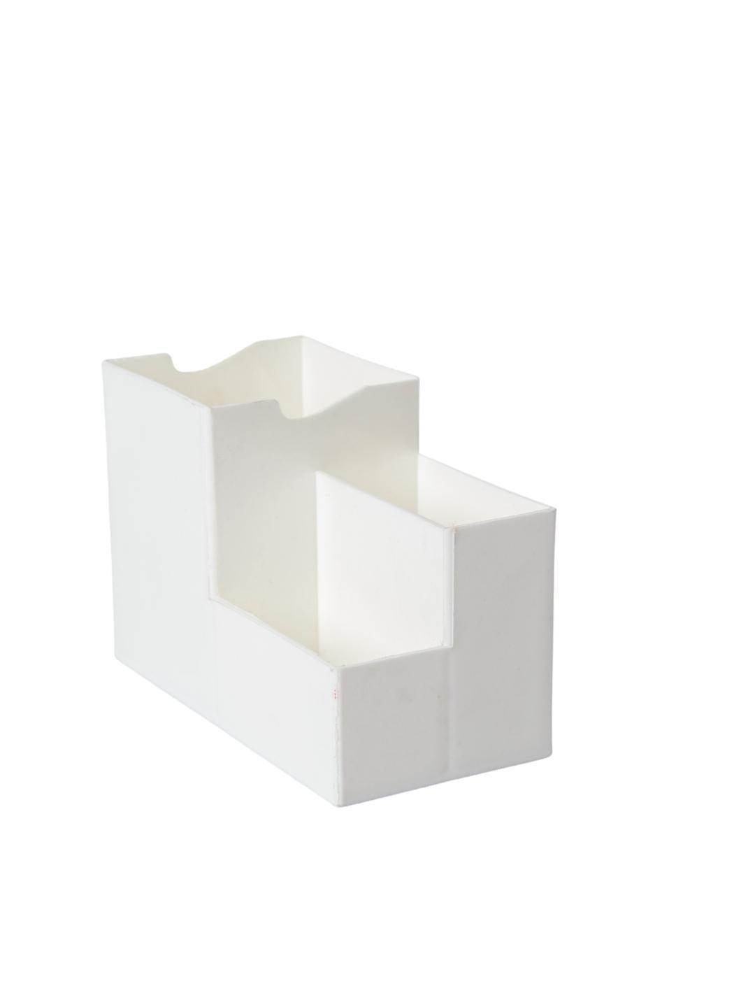 White Desk Organizer Pen Stand 3 Compartment