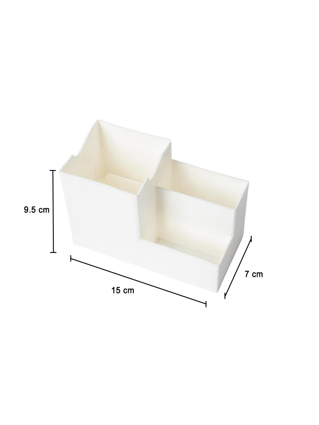 White Desk Organizer Pen Stand 3 Compartment