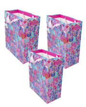 Gift Bag, 3D Tile Print, Medium, Paper Bag, Multicolor, Paper, Set of 3 - MARKET99