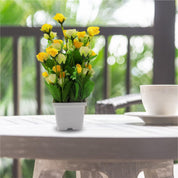 Artificial Plant with White Pot, Rose Flower Arrangement, Yellow, Plastic Plant - MARKET99