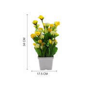 Artificial Plant with White Pot, Rose Flower Arrangement, Yellow, Plastic Plant - MARKET99