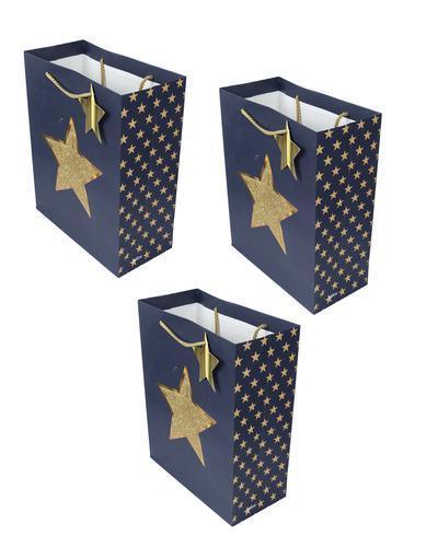 Star Gift Bag, Navy Blue, Paper, Set of 3 - MARKET99