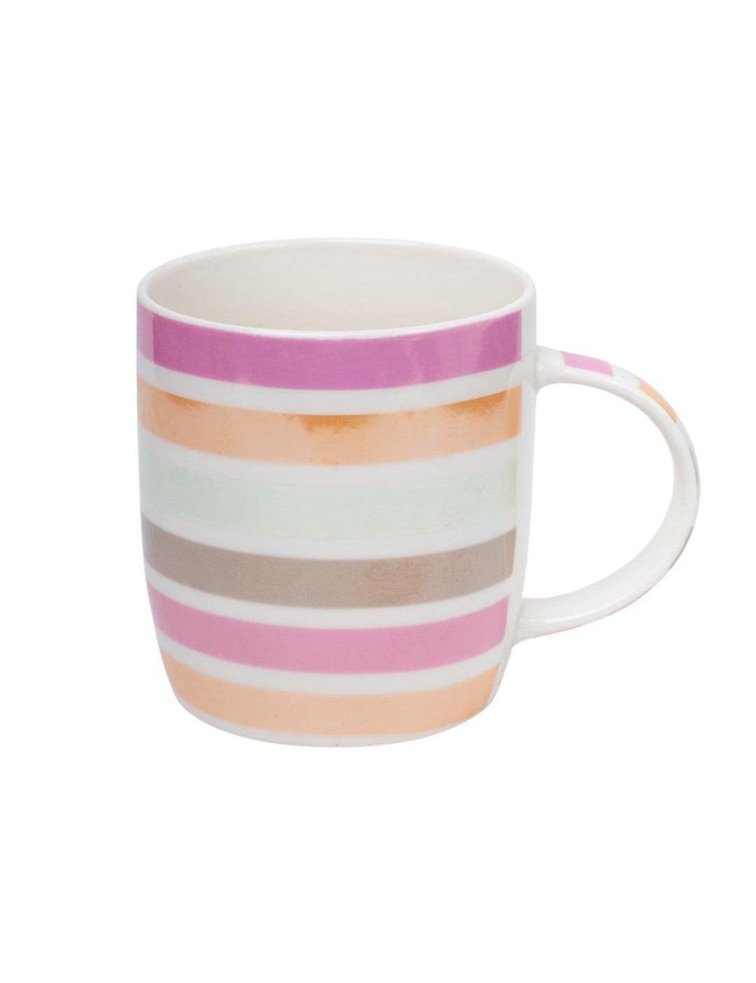 Horizontal Stripes Ceramic Coffee Mug - 350mL, Multi - MARKET 99