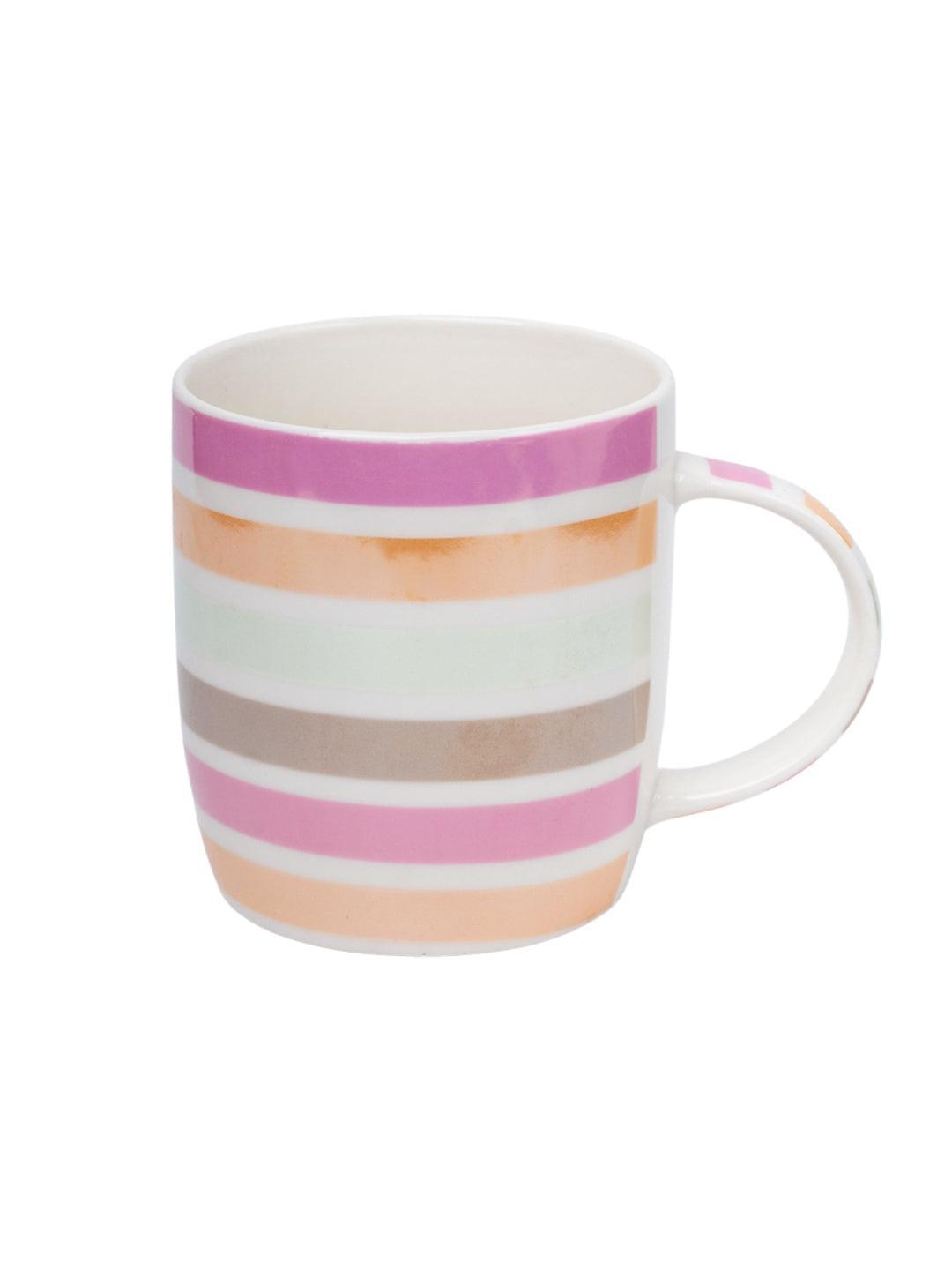 Horizontal Stripes Ceramic Coffee Mug - 350mL, Multi - MARKET 99