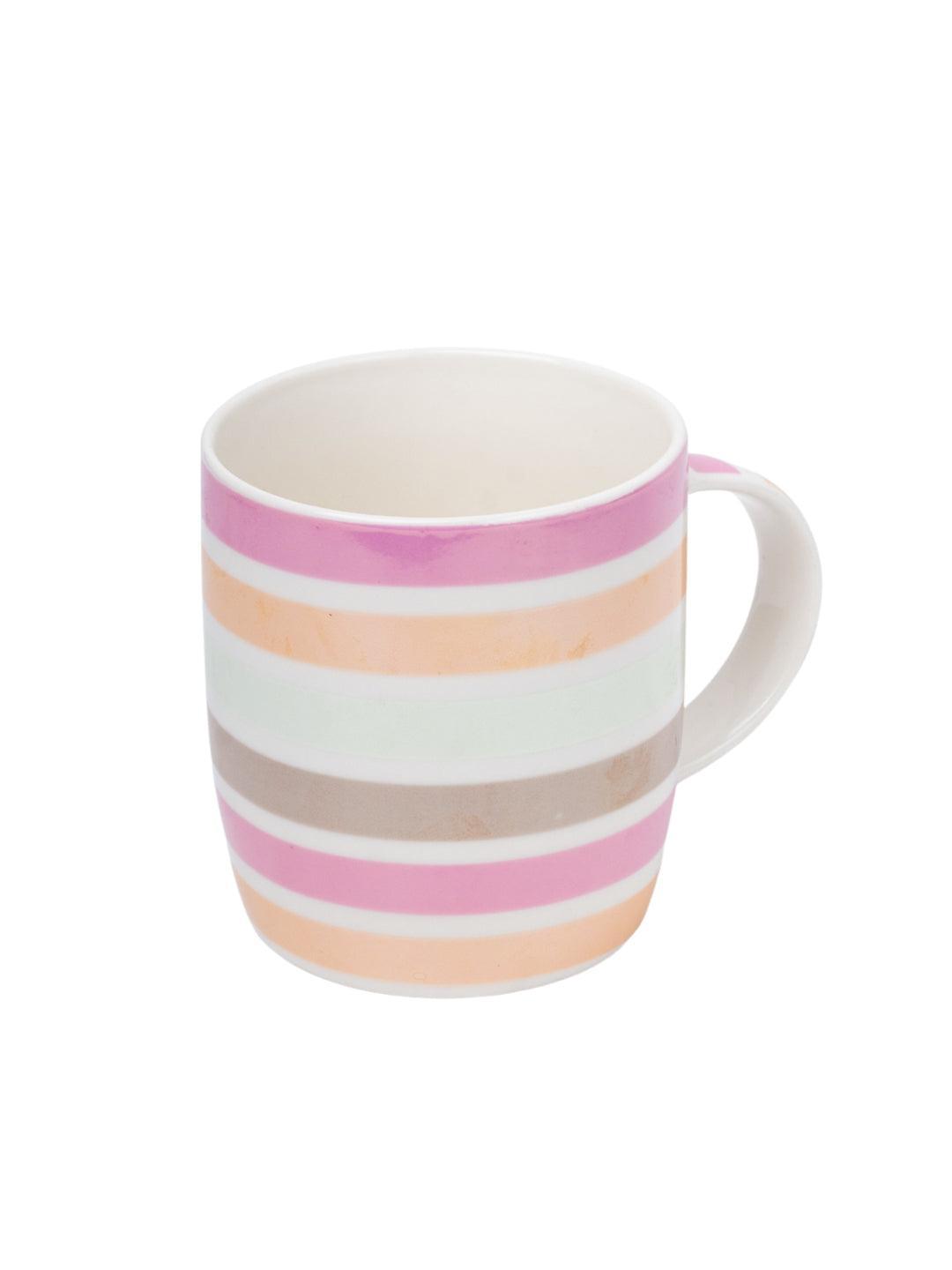 Horizontal Stripes Ceramic Coffee Mug - 350mL, Multi - MARKET 99