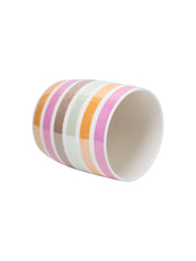 Horizontal Stripes Ceramic Coffee Mug - 350mL, Multi - MARKET 99