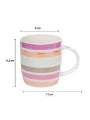 Horizontal Stripes Ceramic Coffee Mug - 350mL, Multi - MARKET 99