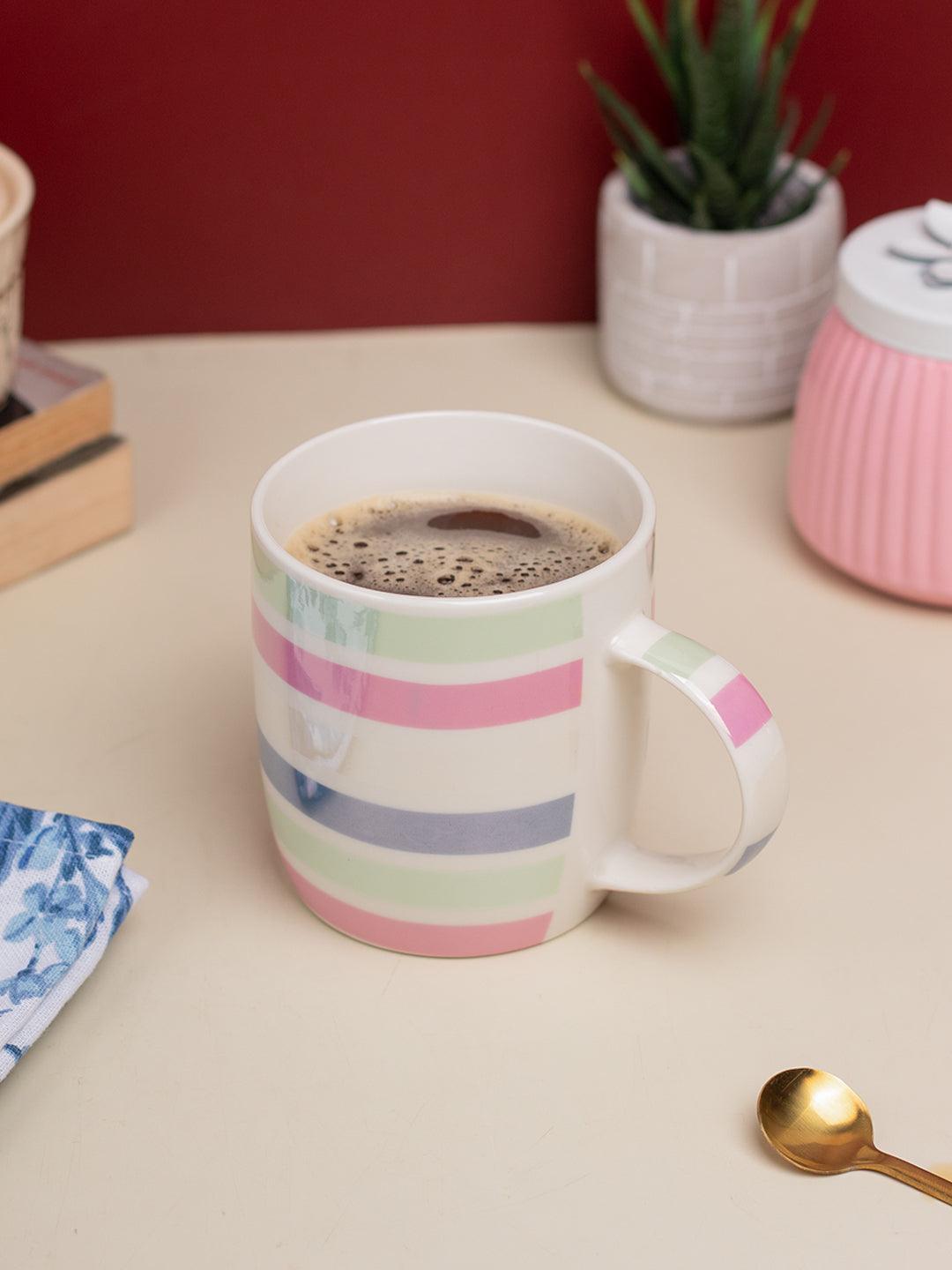 Horizontal Stripes Pattern Coffee Mug - 350mL, Multi - MARKET 99