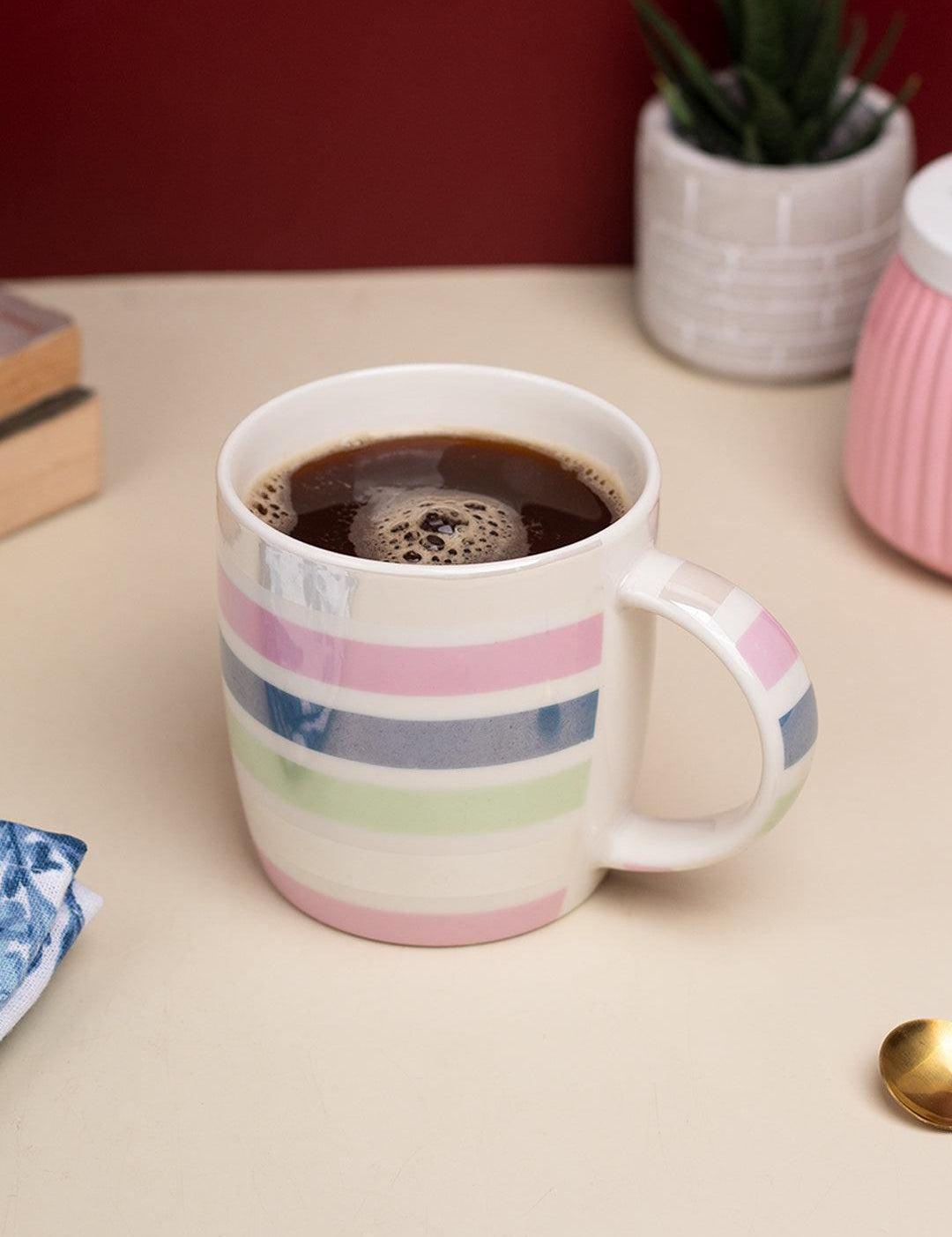 Horizontal Stripes Pattern Mug - 350mL, Multi - MARKET 99